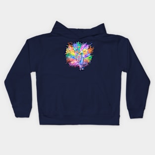 Colorful rainbow fantasy festival peacock bird nature Kids Hoodie